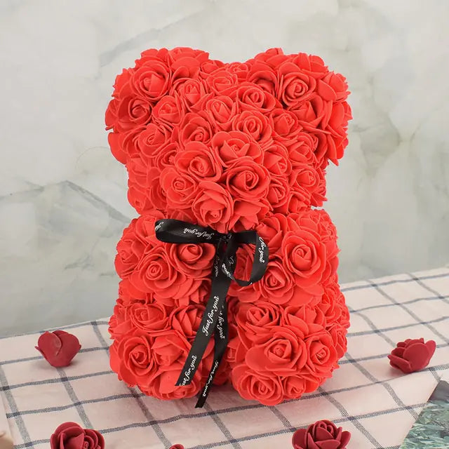 Artificial Flower Rose Bear Red - No Box 25cm