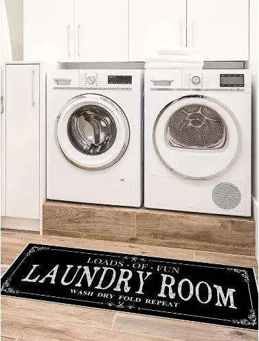Anti-Slip Laundry Room Mat Black 1pc