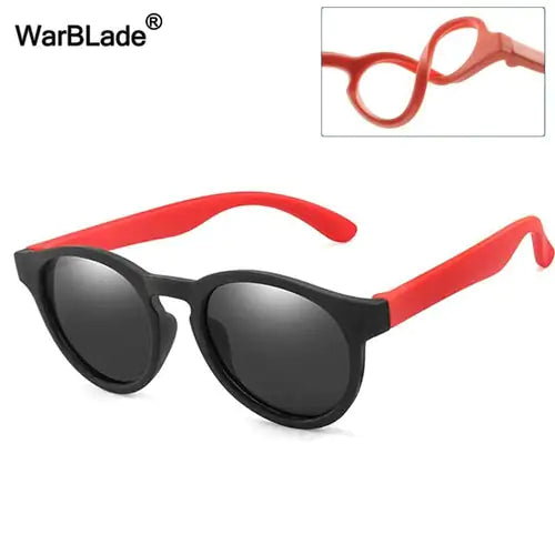 Kids Polarized Round Sunglasses Red/Black Frame
