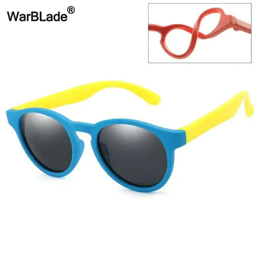 Kids Polarized Round Sunglasses Yellow Blue Frame / Black Lense