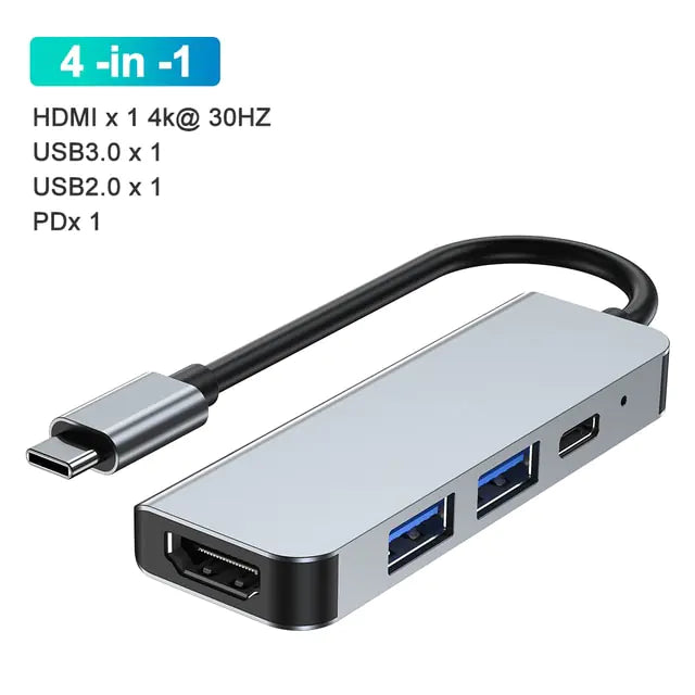 USB-C Multi-Hub Docking Station Gray 4-in-1