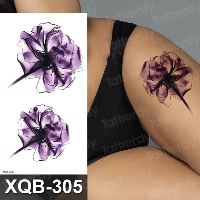 Colorful Flowers Among Other Tattoos 26