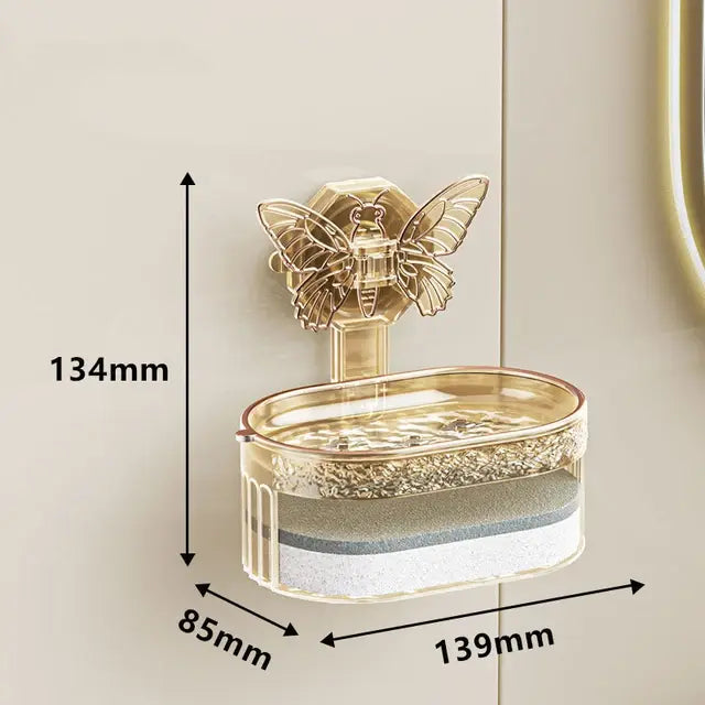 Double-Layer Suction Soap Holder Gold