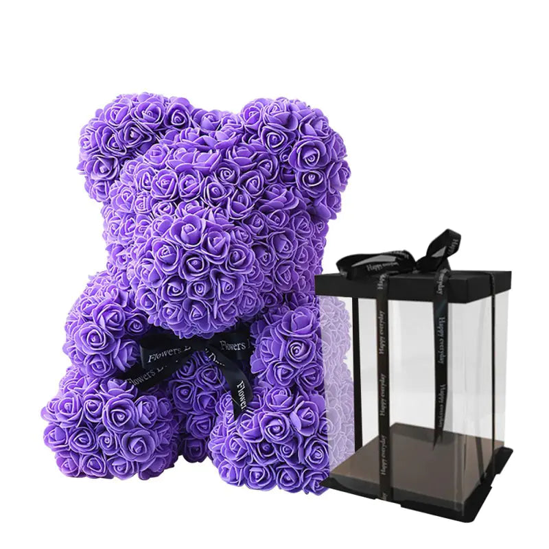 Rose Teddy Bear Violet with Box 25cm