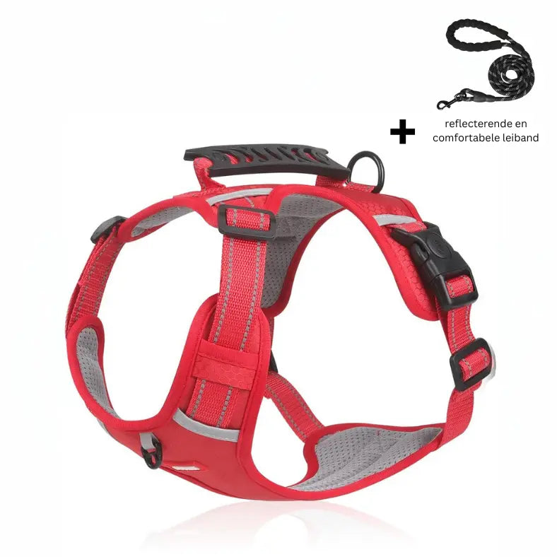 Reflective Stress- Relieving Harness Red With Reflective Leash S, M, L, XL