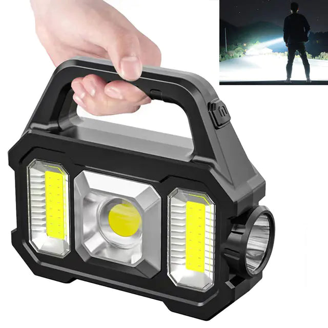 500LM Solar Rechargeable Flashlight COB Silver